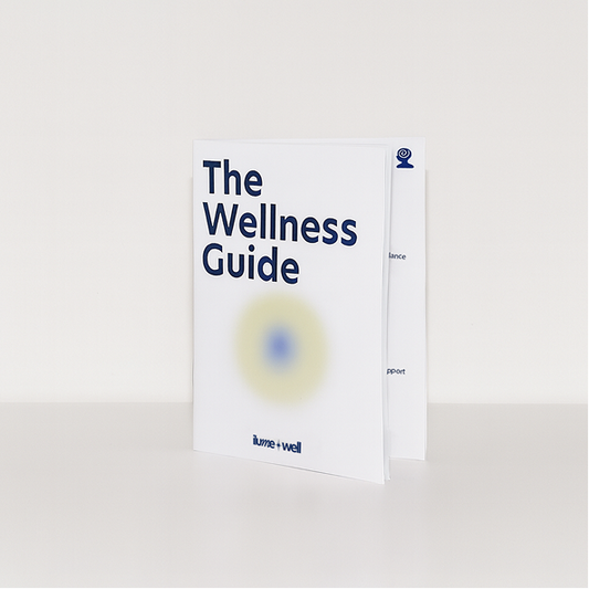 Book titled 'The Wellness Guide' on a light gray background